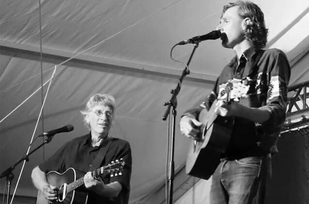 Joel Plaskett and his father Bill. - Image: You Tube